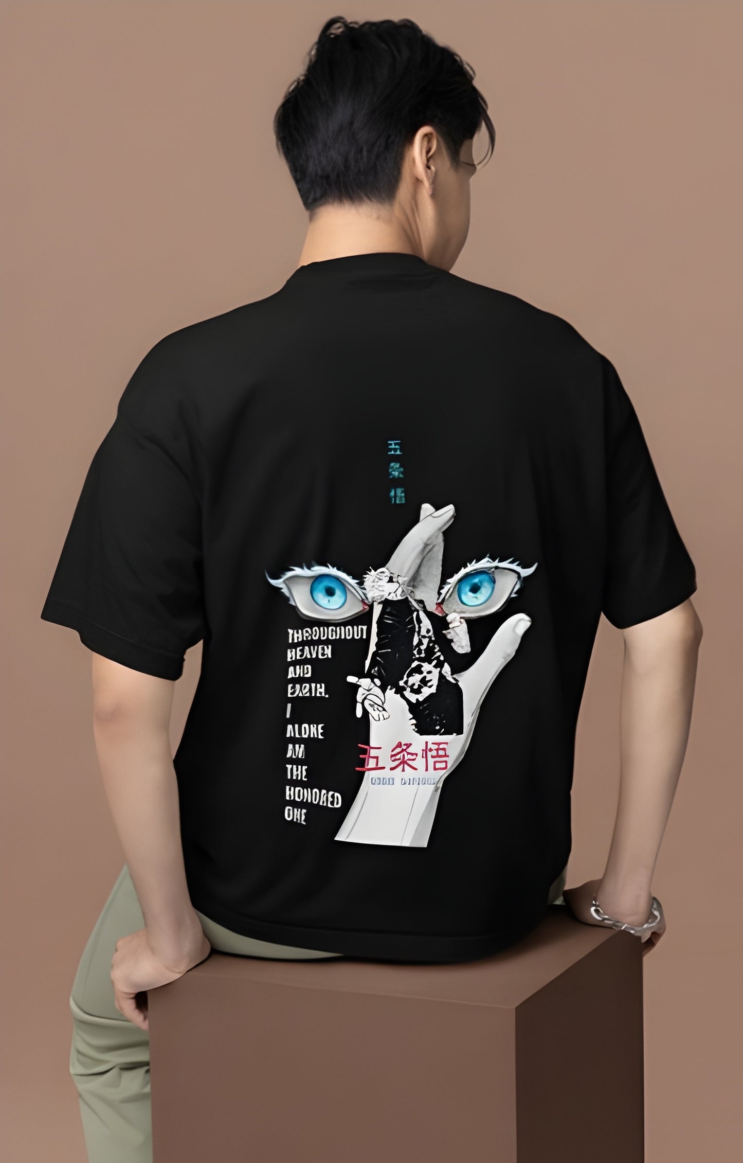 “Honored One” Graphic Tee – Inspired by Gojo Satoru Oversized Down shoulder T-shirt