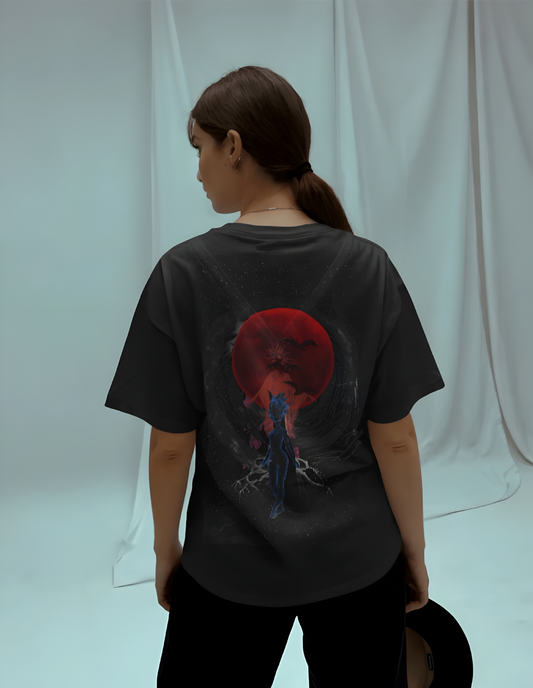 Eclipse Warrior Graphic Tee Oversized Down shoulder  T-shirt